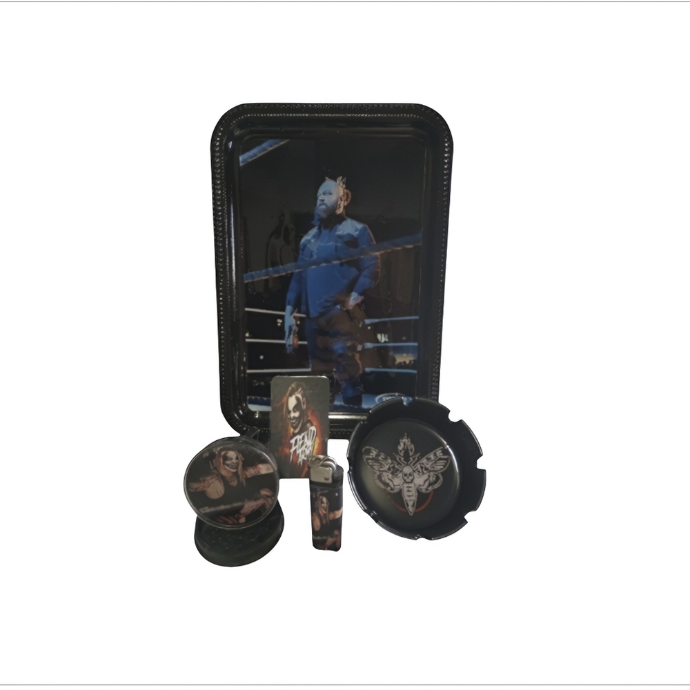 Bray Wyatt Rolling Tray Set – Stainless Steel Tray, Grinder & Ashtray